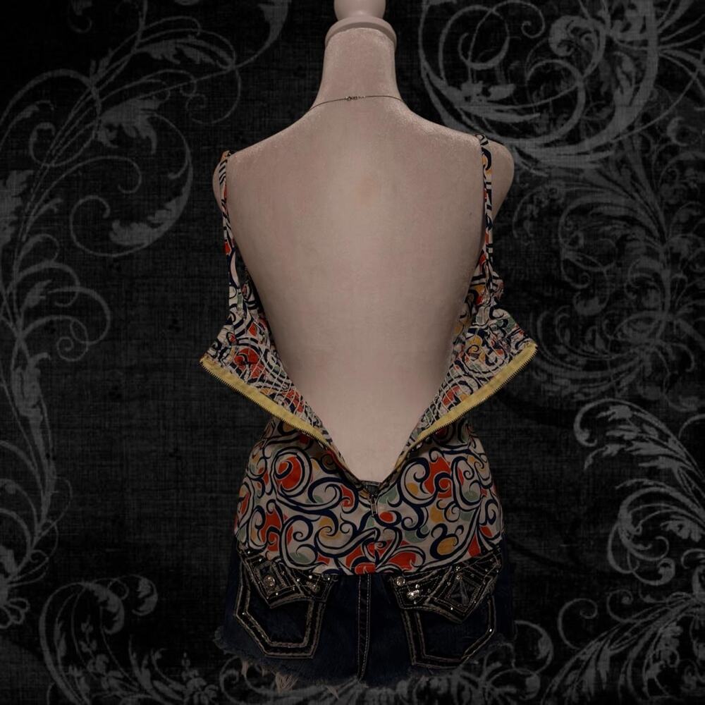 mix colors swirl Y2k retro boho whimsical fairy vintage cami top - Picture 7 of 8
